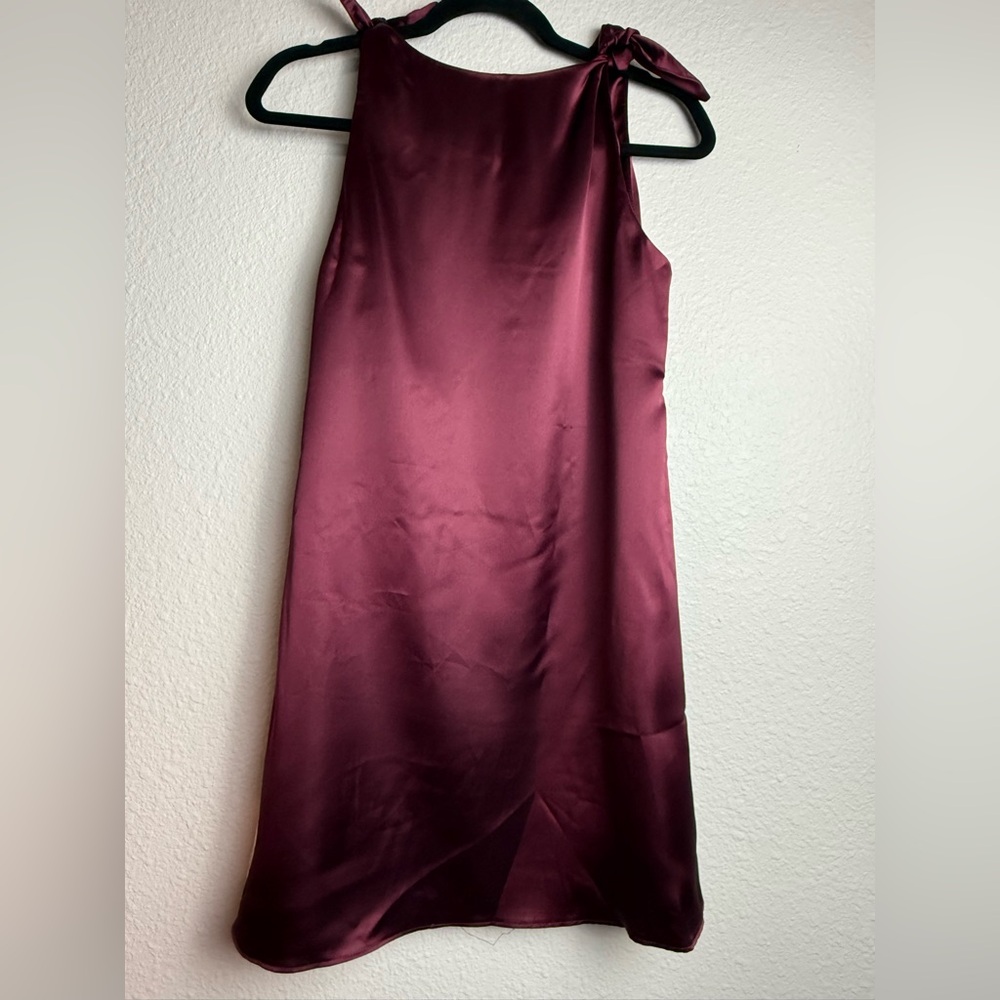 ASOS Elegant Burgundy Sleeveless satin mini with shoulder bows Dress Size 6 - Picture 9 of 10